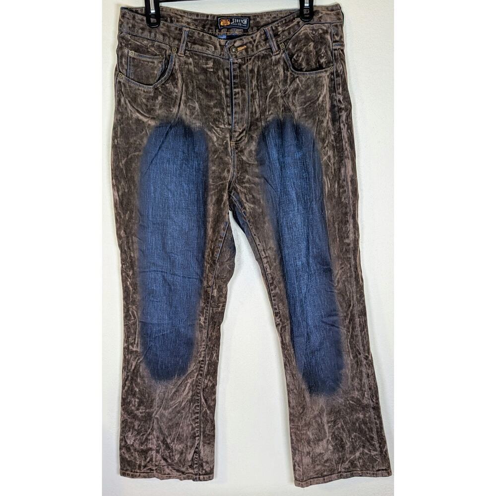 Route 66 Stretch Fit Jeans 20W Flocked Velvet Distressed Denim Retro Grunge
